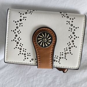 White and Brown Wallet with Cutout Design